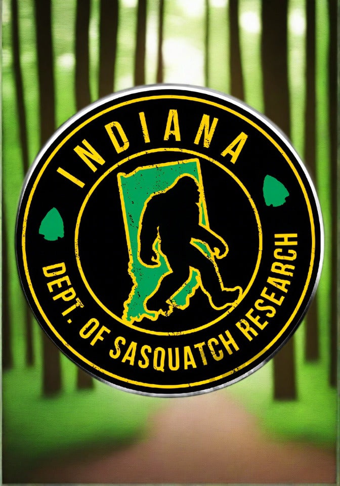 Tee See Tee Men's Apparel Indiana Department of Sasquatch Research UV Coated Sticker | Tee See Tee Exclusive