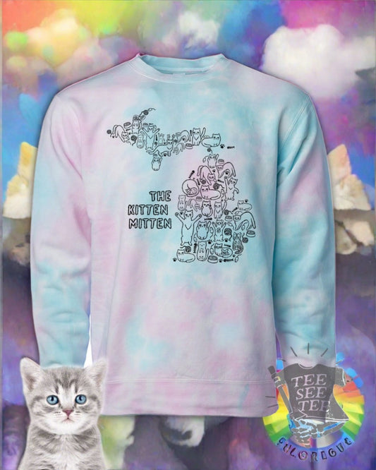 Tee See Tee Men's Apparel The Kitten Mitten Tie Dye Crewneck Sweatshirt | Tee See Tee Exclusive